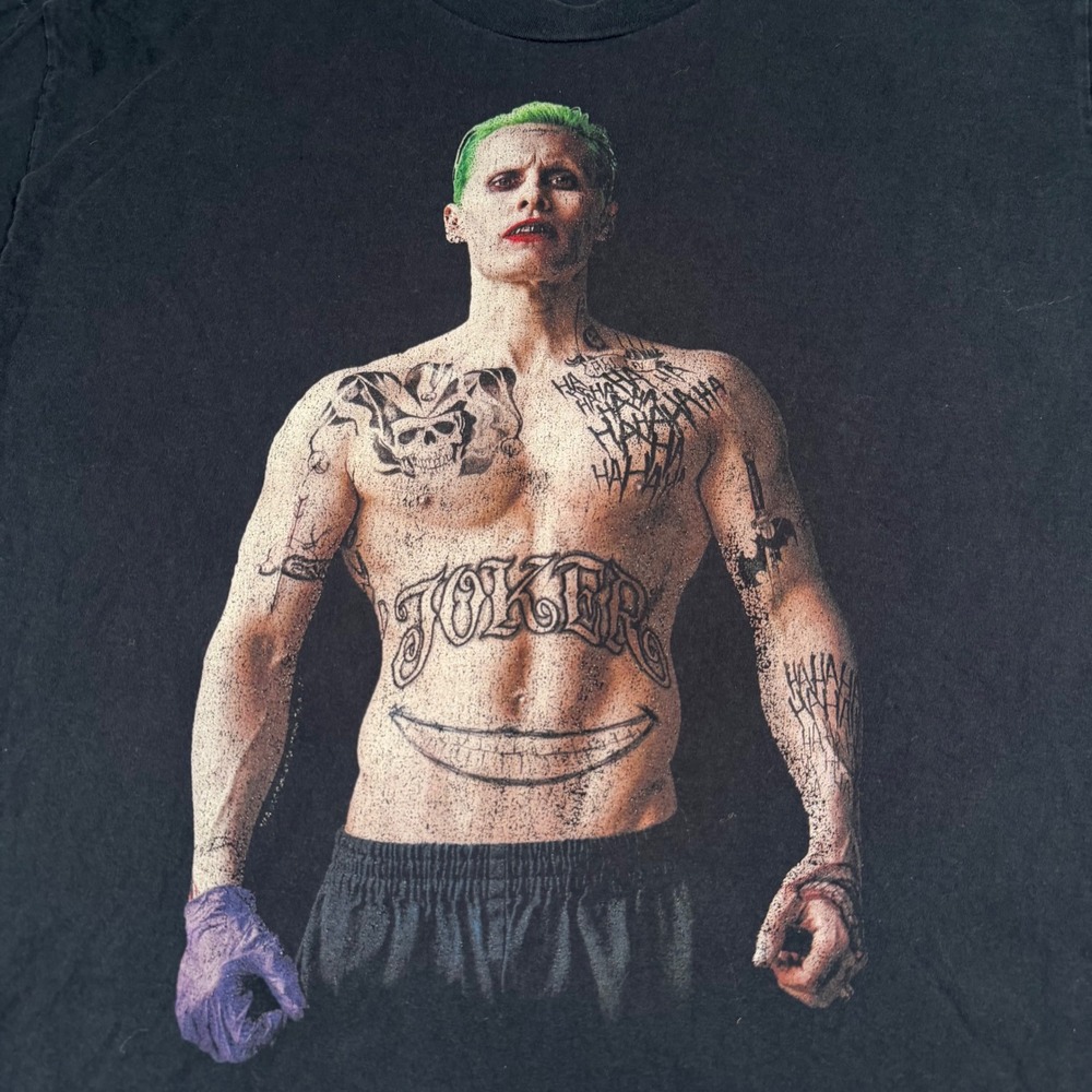 DC Comics Suicide Squad Joker Jared Leto Black T-Shirt Sz Mens XL
